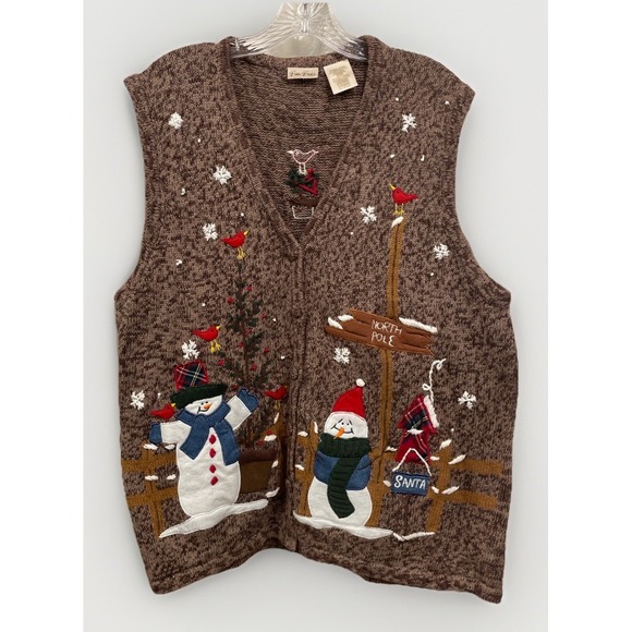 Bobbie Brooks Plus Size 18 Christmas Snowman Sweater Vest Vintage 1990's - Picture 1 of 11